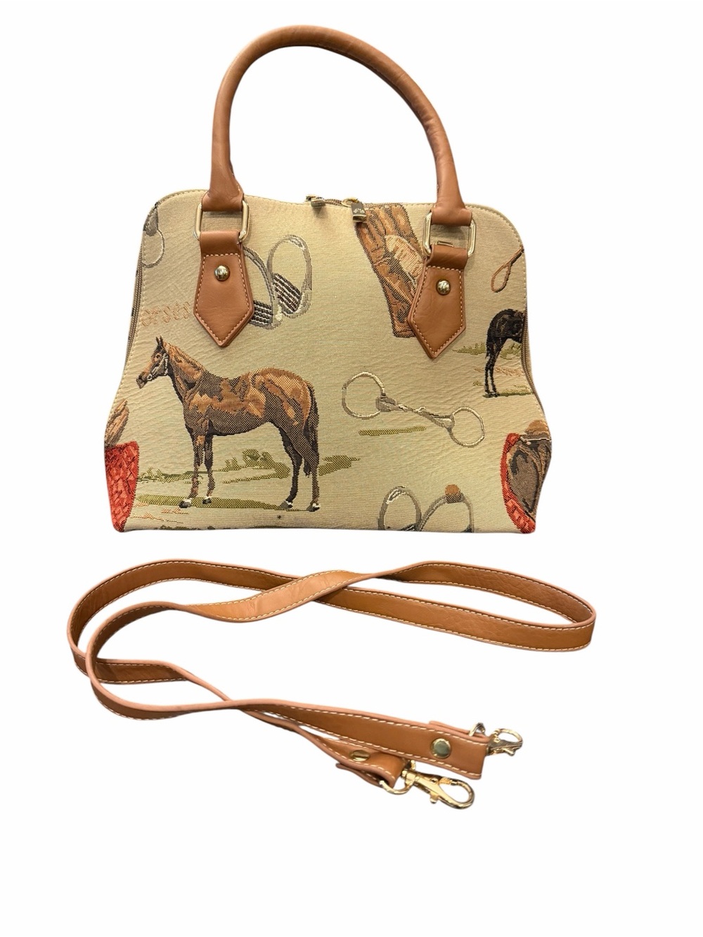 Signare Tapestry Equestrian Top Handle Bag Horses Satchel Crossbody Western